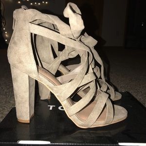 Strappy wrap-up heels (wide width)